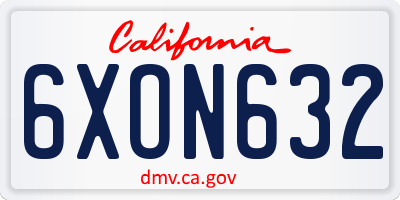 CA license plate 6XON632