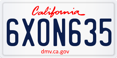 CA license plate 6XON635