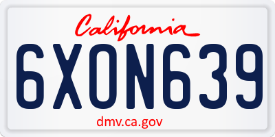 CA license plate 6XON639