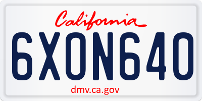 CA license plate 6XON640