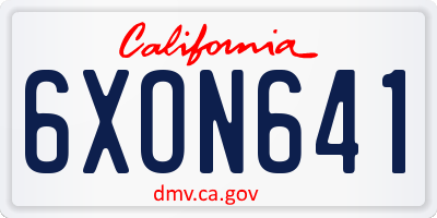 CA license plate 6XON641
