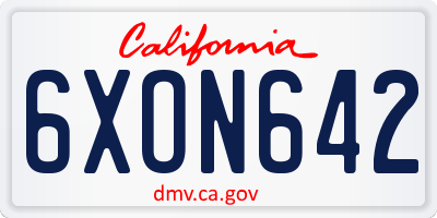CA license plate 6XON642