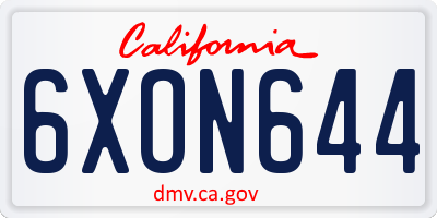 CA license plate 6XON644