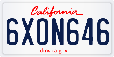 CA license plate 6XON646