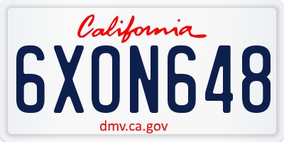 CA license plate 6XON648