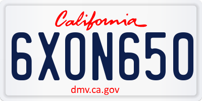 CA license plate 6XON650