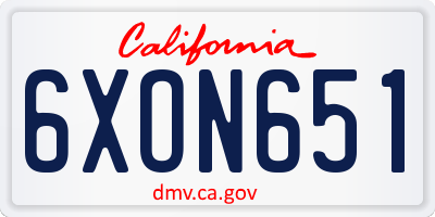 CA license plate 6XON651