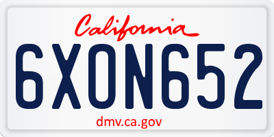 CA license plate 6XON652