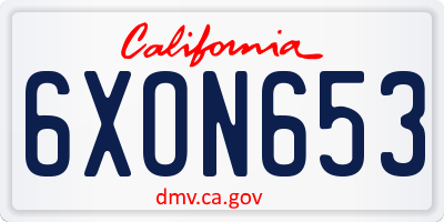 CA license plate 6XON653