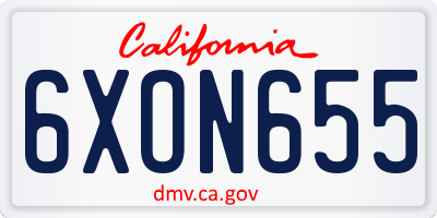 CA license plate 6XON655