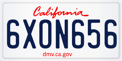 CA license plate 6XON656