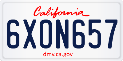 CA license plate 6XON657