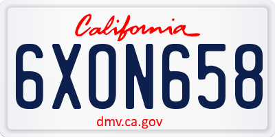 CA license plate 6XON658