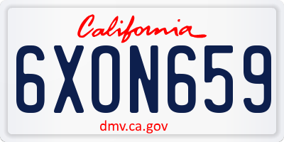CA license plate 6XON659