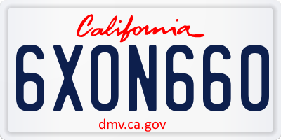 CA license plate 6XON660