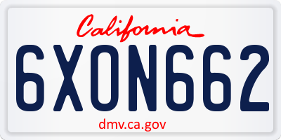 CA license plate 6XON662