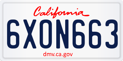 CA license plate 6XON663