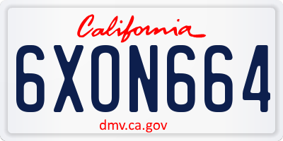 CA license plate 6XON664
