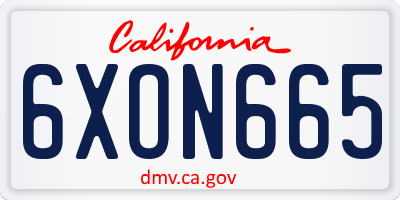 CA license plate 6XON665