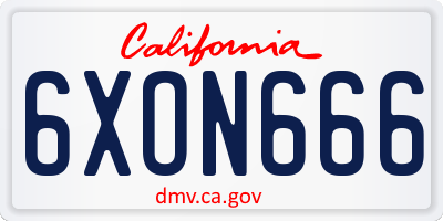 CA license plate 6XON666