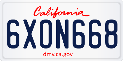 CA license plate 6XON668