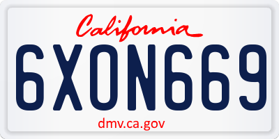 CA license plate 6XON669