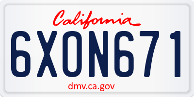 CA license plate 6XON671