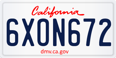 CA license plate 6XON672