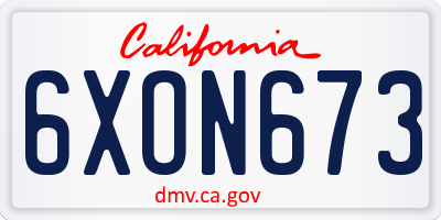 CA license plate 6XON673