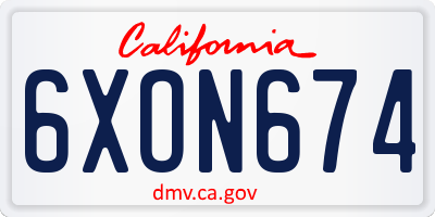 CA license plate 6XON674