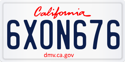 CA license plate 6XON676