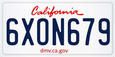 CA license plate 6XON679