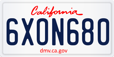 CA license plate 6XON680