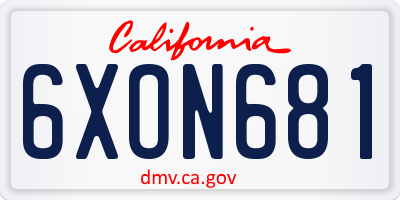 CA license plate 6XON681