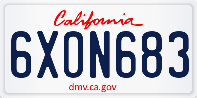 CA license plate 6XON683