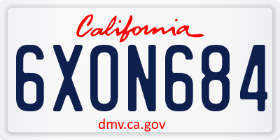 CA license plate 6XON684