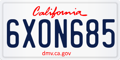 CA license plate 6XON685
