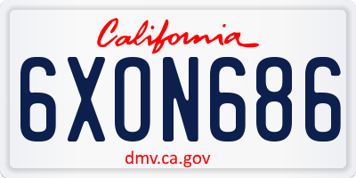 CA license plate 6XON686