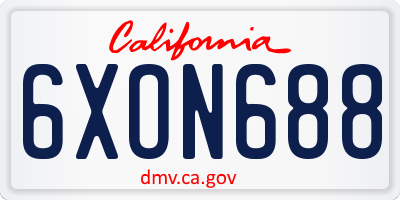 CA license plate 6XON688