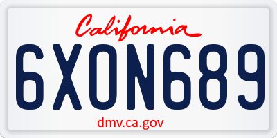 CA license plate 6XON689