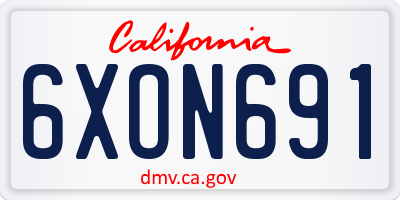CA license plate 6XON691
