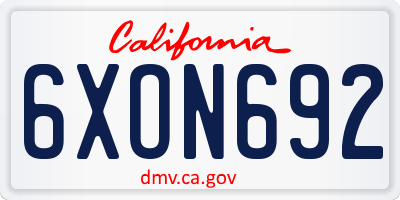 CA license plate 6XON692