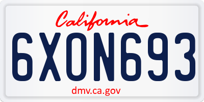 CA license plate 6XON693
