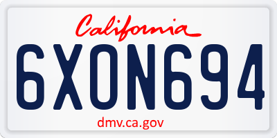 CA license plate 6XON694