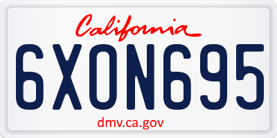 CA license plate 6XON695