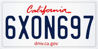 CA license plate 6XON697