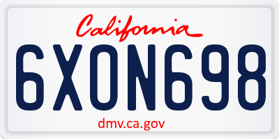 CA license plate 6XON698