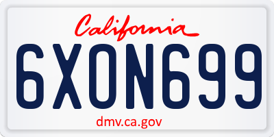 CA license plate 6XON699