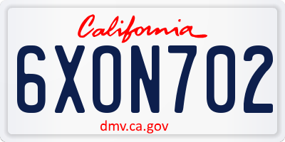 CA license plate 6XON702
