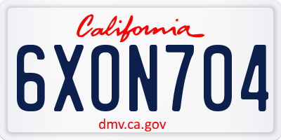 CA license plate 6XON704